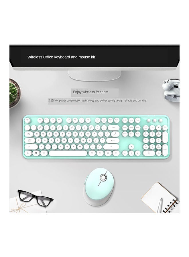 Mofii Sweet Combo Pure Color 2.4G Wireless Keyboard Mouse Set Circular Suspension Key Cap For PC Laptop Green  - Image 3