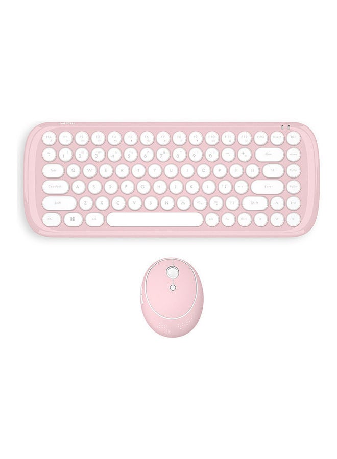 Mofii CANDY Combo Wireless 2.4G Pure Color 84 Key Mini Keyboard Mouse Set With Circular Punk Key Caps Pink Pink  - Image 1