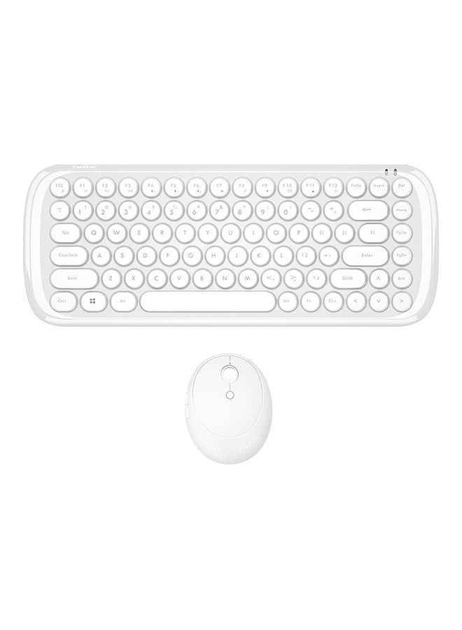 Mofii CANDY Combo Wireless 2.4G Pure Color 84 Key Mini Keyboard Mouse Set With Circular Punk Key Caps White White  - Image 1