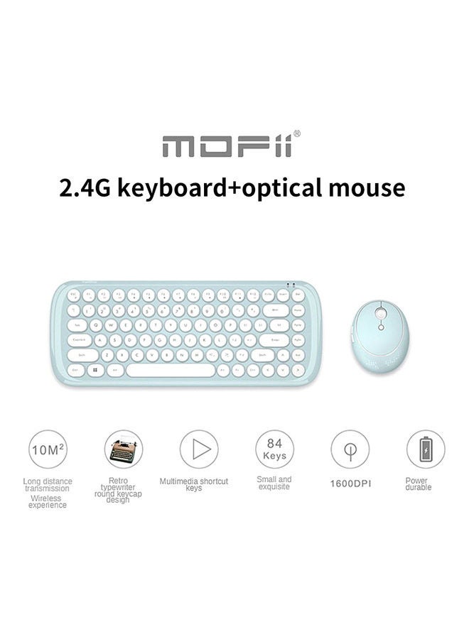 Mofii CANDY Combo Wireless 2.4G Pure Color 84 Key Mini Keyboard Mouse Set With Circular Punk Key Caps White White  - Image 3