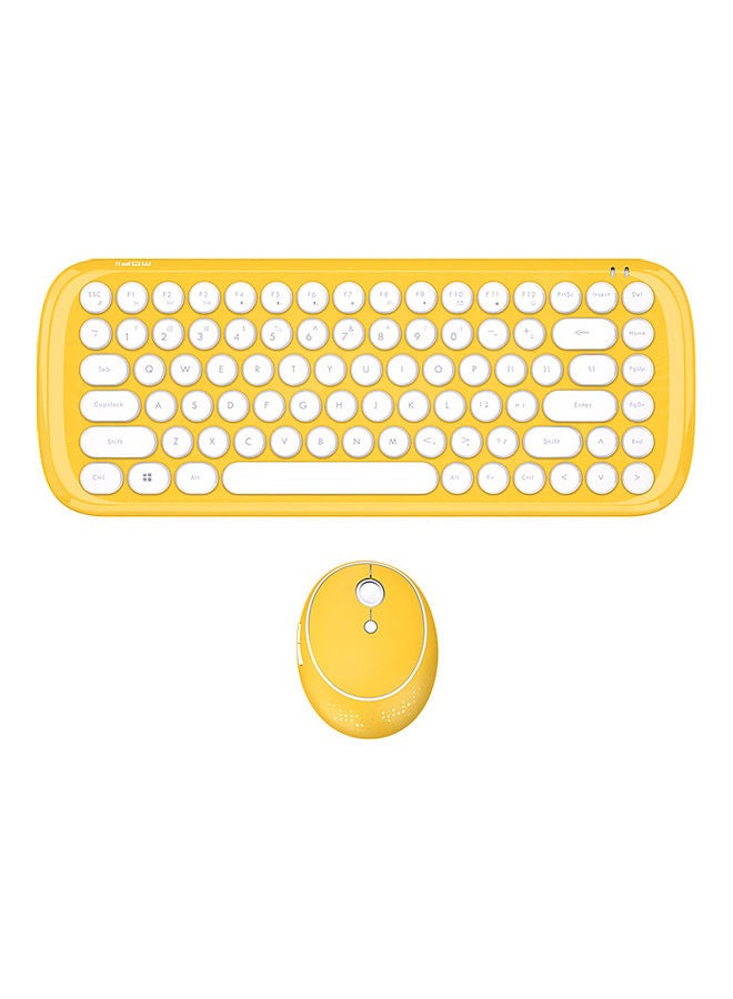 Mofii CANDY Combo Wireless 2.4G Pure Color 84 Key Mini Keyboard Mouse Set With Circular Punk Key Caps Yellow Yellow  - Image 1