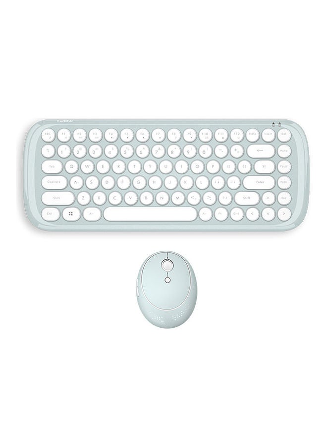 Mofii CANDY Combo Wireless 2.4G Pure Color 84 Key Mini Keyboard Mouse Set With Circular Punk Key Caps Green Green  - Image 1