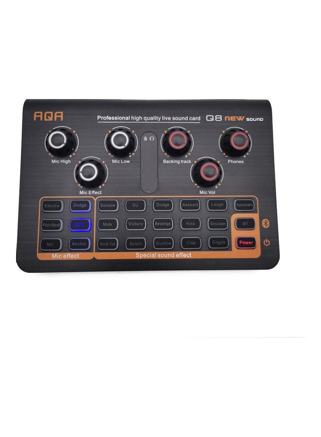 Generic Q8 Microphone External Bt Sound Card Mobile Phone Live Recording Equipment Black  - Image 1