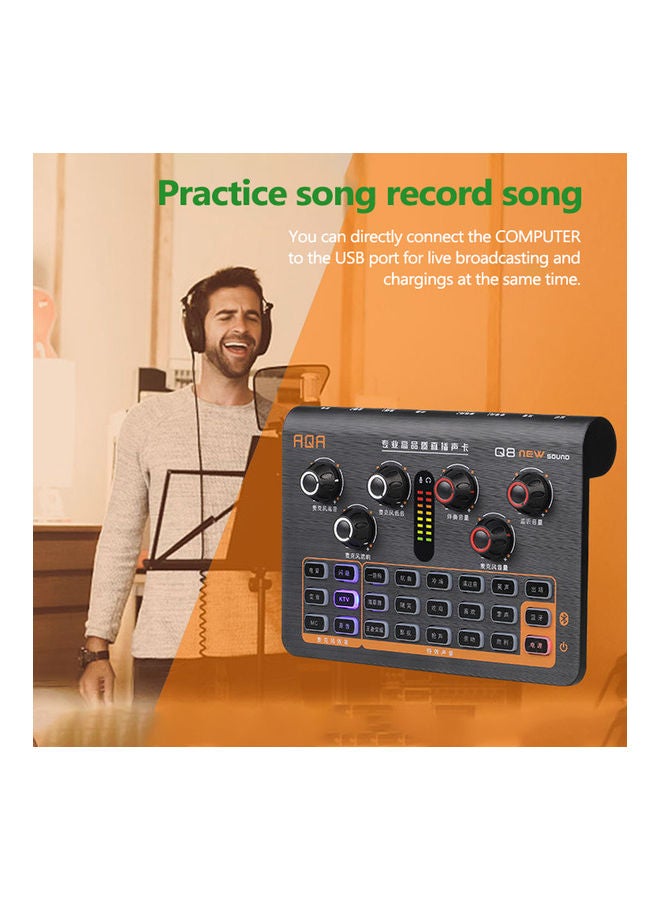 Generic Q8 Microphone External Bt Sound Card Mobile Phone Live Recording Equipment Black  - Image 3
