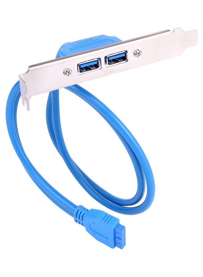 Usb 3.0 Dual Port Pci Bracket Cable Motherboard To Back Of Computer Case 20pin Header Connector Adapter Blue