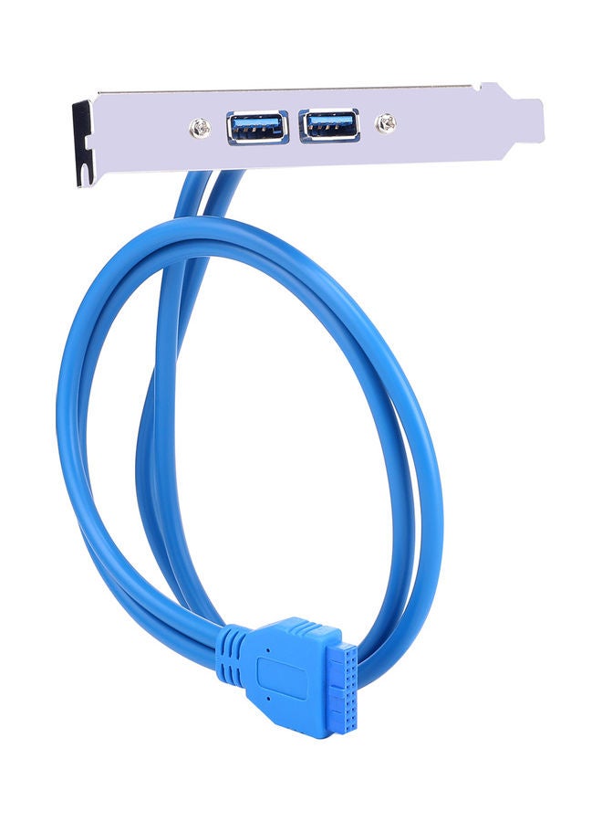 Usb 3.0 Dual Port Pci Bracket Cable Motherboard To Back Of Computer Case 20pin Header Connector Adapter Blue