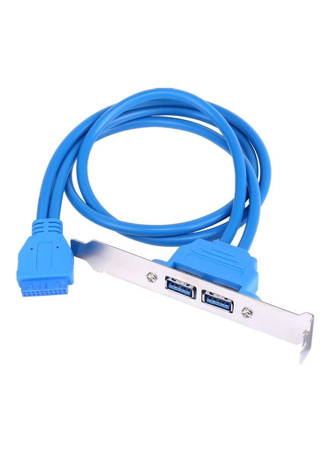 Usb 3.0 Dual Port Pci Bracket Cable Motherboard To Back Of Computer Case 20pin Header Connector Adapter Blue