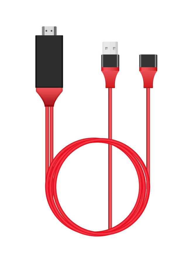 1080p Hdtv Cable Adapter Usb 2.0 To Hd Video Audio Converter Usb Powered Plug And Play Compatible With Ios Smartphone Tablet Pc Android Phone Red - Image 1