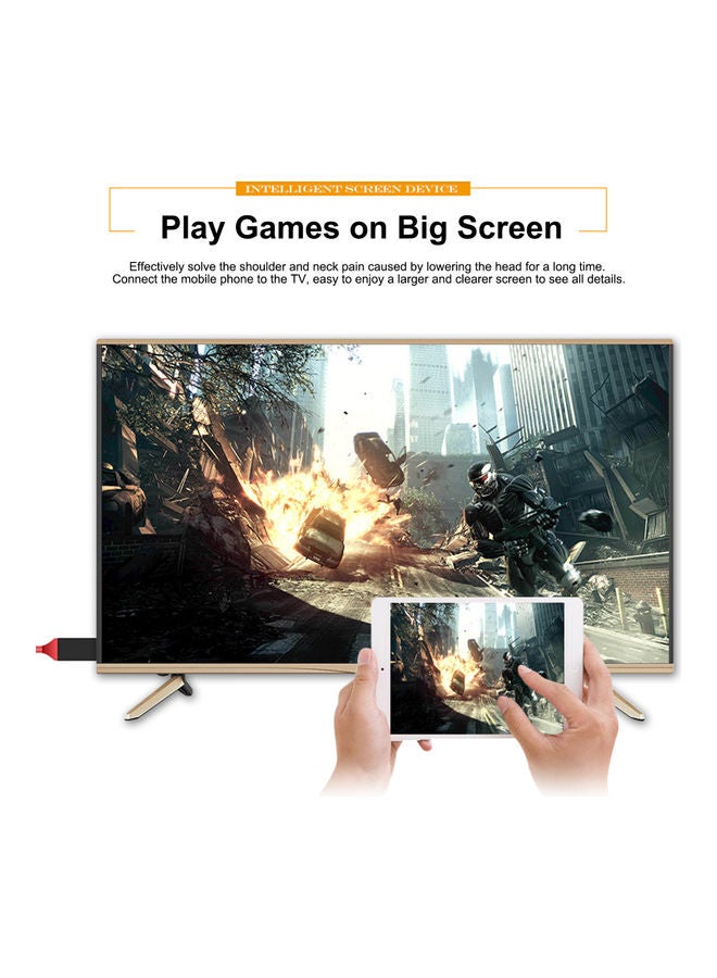 1080p Hdtv Cable Adapter Usb 2.0 To Hd Video Audio Converter Usb Powered Plug And Play Compatible With Ios Smartphone Tablet Pc Android Phone Red - Image 2