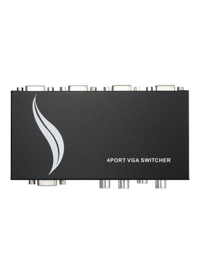 Generic - 4 Port Vga 4-In 1-Out Video Metal Splitter Switch Adapter For Lcd Pc Tv Monitor Black - Image 1