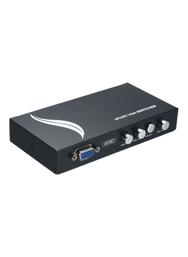 Generic - 4 Port Vga 4-In 1-Out Video Metal Splitter Switch Adapter For Lcd Pc Tv Monitor Black - Image 1