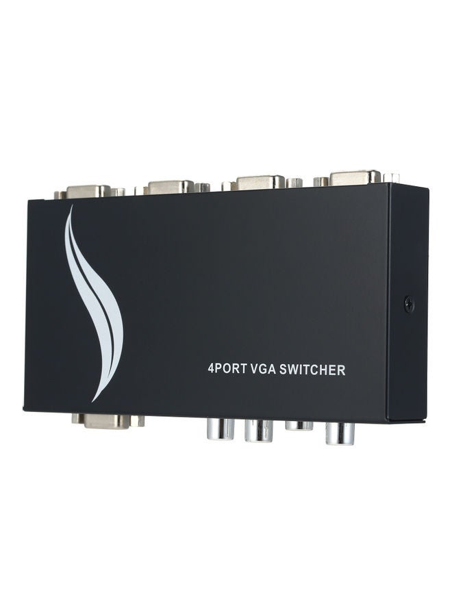 Generic - 4 Port Vga 4-In 1-Out Video Metal Splitter Switch Adapter For Lcd Pc Tv Monitor Black - Image 1