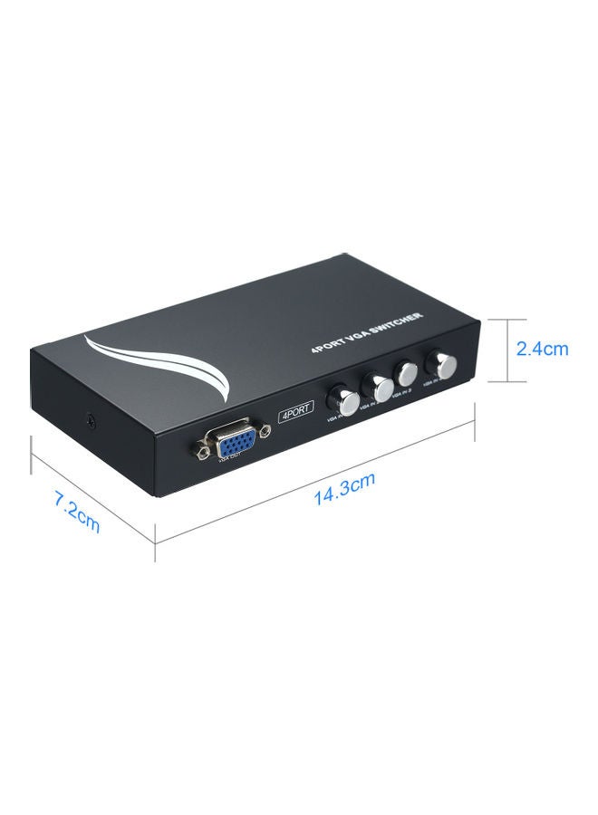 Generic - 4 Port Vga 4-In 1-Out Video Metal Splitter Switch Adapter For Lcd Pc Tv Monitor Black - Image 1