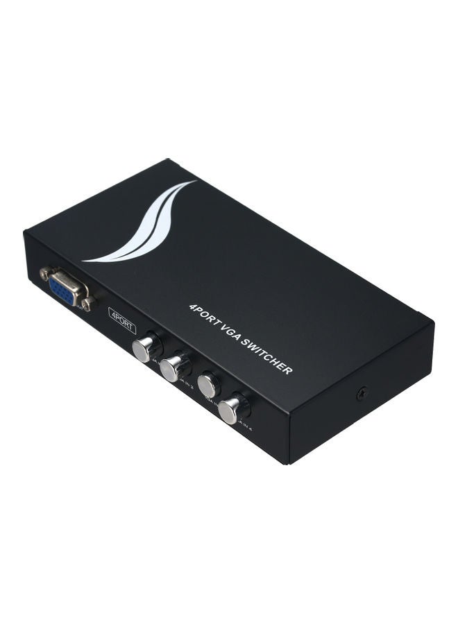 Generic - 4 Port Vga 4-In 1-Out Video Metal Splitter Switch Adapter For Lcd Pc Tv Monitor Black - Image 1