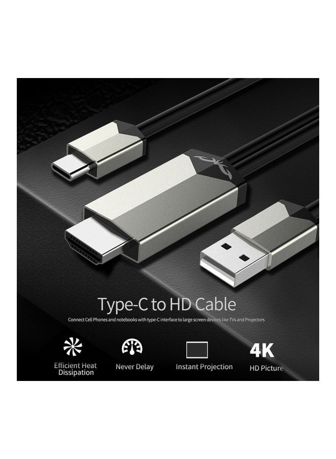Mirascreen Tc02 Type C To Hd Video Cable Usb C To Hdtv Silver  &  Black - Image 5