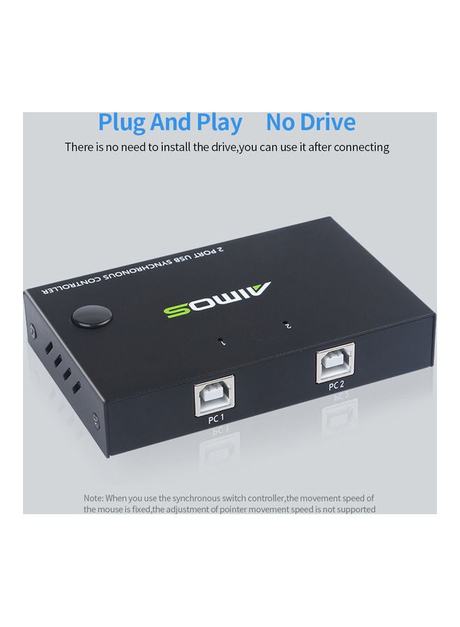 Generic - Aimos Am-Km202 2 Port Usb Synchronous Switch Controller Support Keyboard Mouse Input 2 Black - Image 1