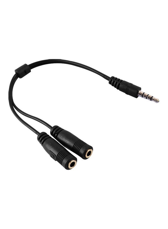 3.5mm 2-In-1 High Fidelity Audio Adapter Cable 3.5mm Male To Female Black - Image 1