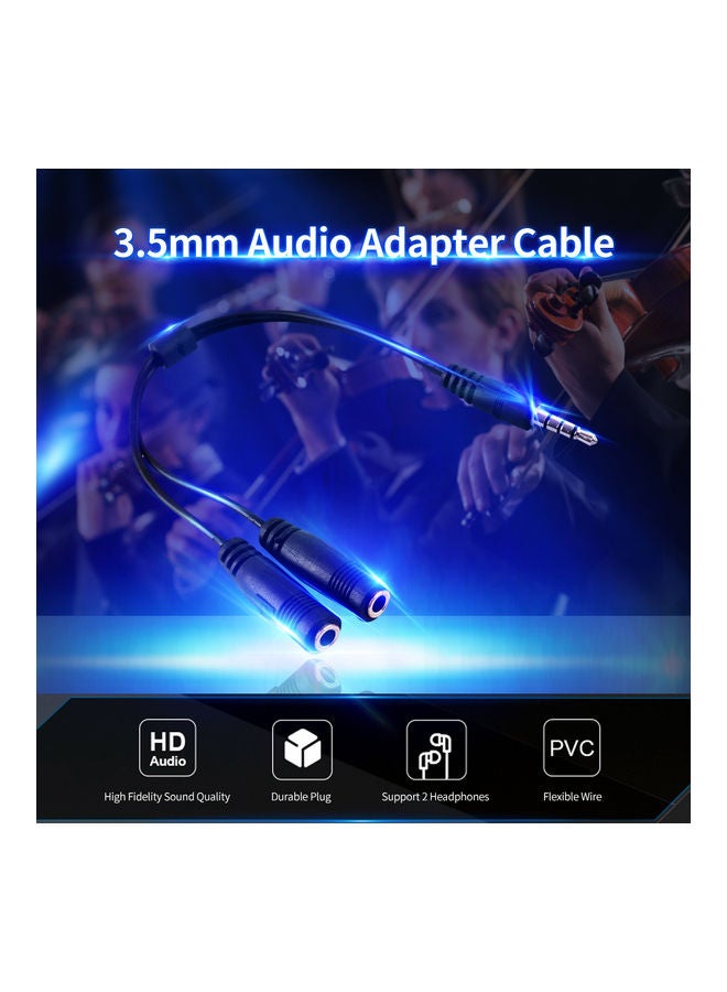 3.5mm 2-In-1 High Fidelity Audio Adapter Cable 3.5mm Male To Female Black - Image 4