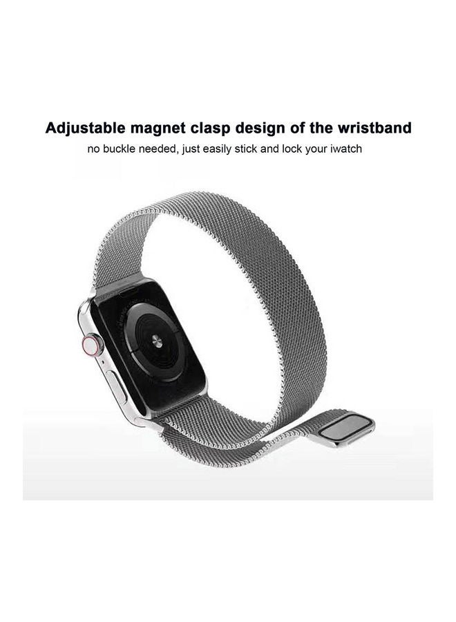 Generic - Milanese Loop Band Strap Compatible With Apple Watch 6 5 Stainless Steel 42MM 44MM Iwatch Series Bracelet Accessories WatchBand Silver - Image 1