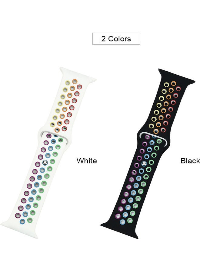 Generic - Silicone Watch Band Compatible With Apple Watch 42 Mm 44 Mm Sports Strap Replacement For Iwatch Series 1 2 3 4 5 Black - Image 1