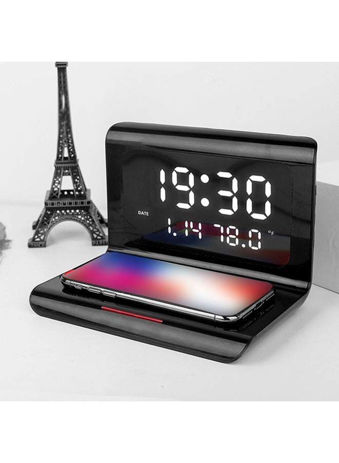 Digital Alarm Clock With Wireless Chargings Led Time Temperature White 17.5 x 12.5 x 12.6cm - Image 4