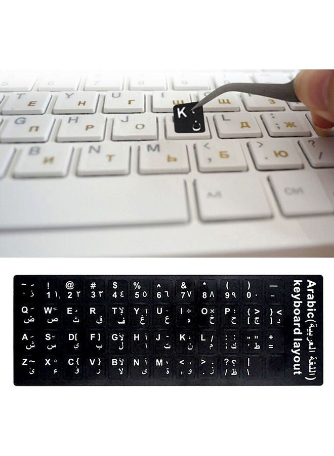 Generic - Arabic Replacement Keyboard Sticker With Big Letters Non-transparent Universal For Laptop Notebook Black 21.5 x 2 x 7.5cm - Image 1