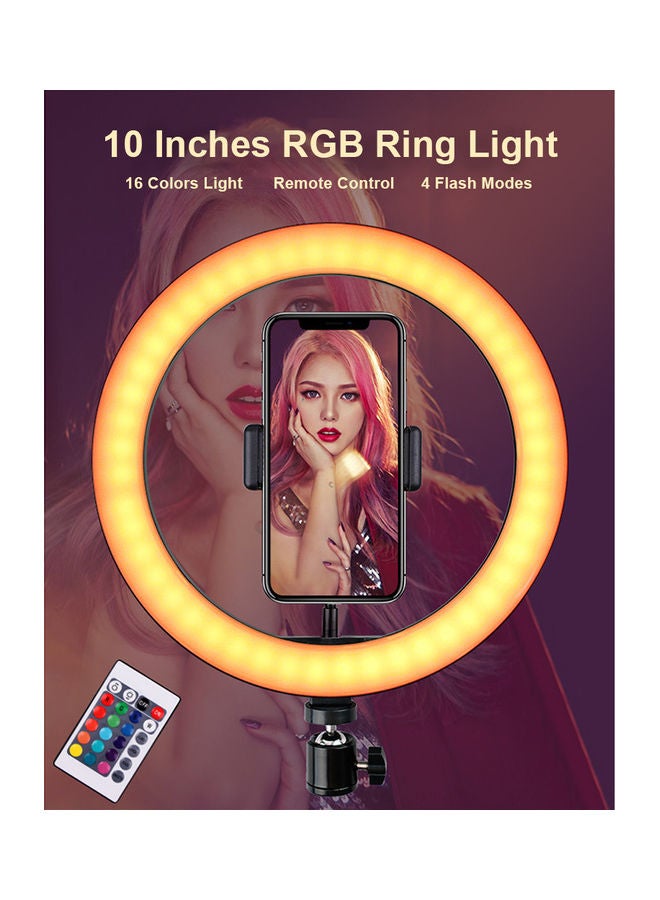 RGB Bluetooth Selfie Ring-Light With Mobile Holder MultiColour 32.5x4x28.5cm - Image 4