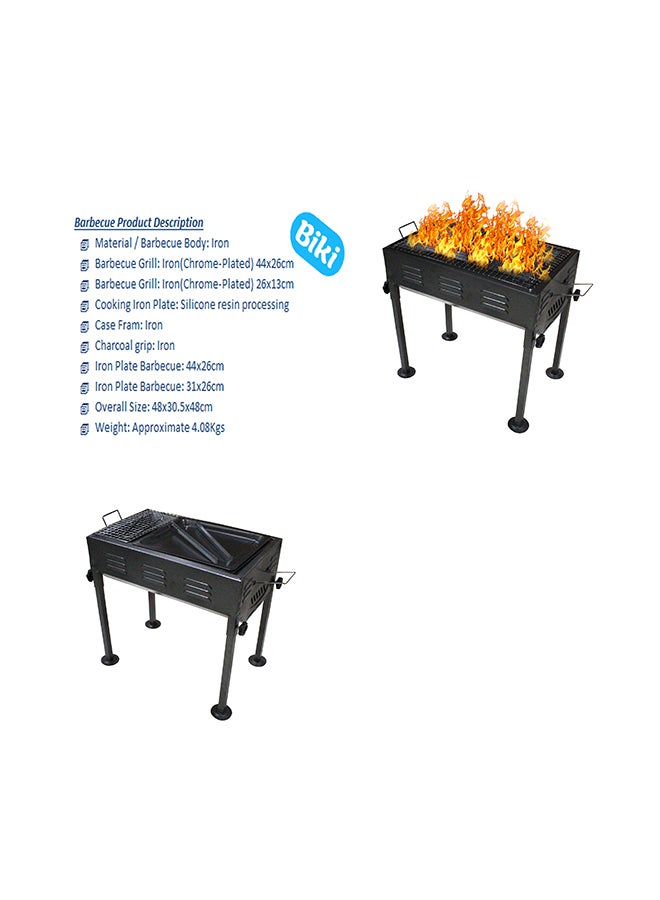 بيكي شواية فحم مصنوعة من الستانلس ستيل بتصميم محمول وقابل لتعديل الارتفاع أسود 48x48x30.5سم - Image 3