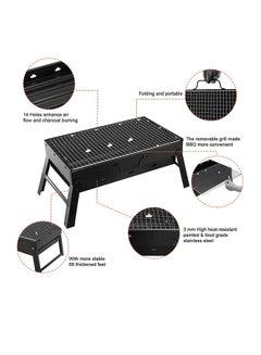 Generic Portable BBQ Charcoal Grill Black 20x35x27cm  - Image 2