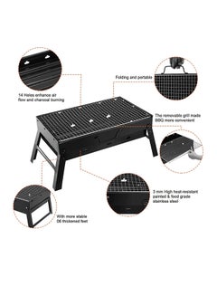 Generic Portable BBQ Charcoal Grill Black 20x35x27cm  - Image 2