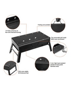 Generic Portable BBQ Charcoal Grill Black 36X10.5X28cm  - Image 2
