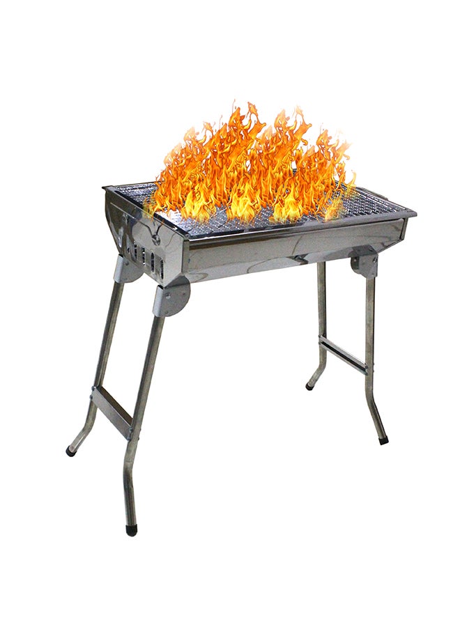 بيكي شواية فحم مصنوعة من الستانلس ستيل بتصميم محمول وقابل لتعديل الارتفاع أسود 60x48x34سم - Image 4