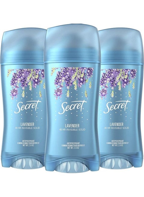 Pack of 3 Fresh Antiperspirant and Deodorant Invisible Solid, Lavender 3 x 73grams