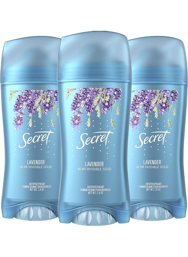 Pack of 3 Fresh Antiperspirant and Deodorant Invisible Solid, Lavender 3 x 73grams