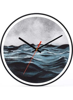لوحة ساعة حائط للديكور بطبعة محيط مظلم أسود 30x30سم  - Image 1