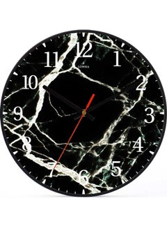 لوحة ساعة حائط رخامية بزخرفة داكنة تعمل بالبطارية أسود 30x30سم  - Image 1
