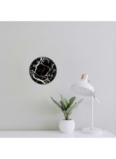 لوحة ساعة حائط رخامية بزخرفة داكنة تعمل بالبطارية أسود 30x30سم  - Image 2