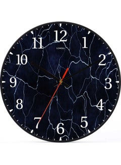 LOWHA Marble Decorative Wall Clock Battery Operated Black 30x30cm  - Image 1
