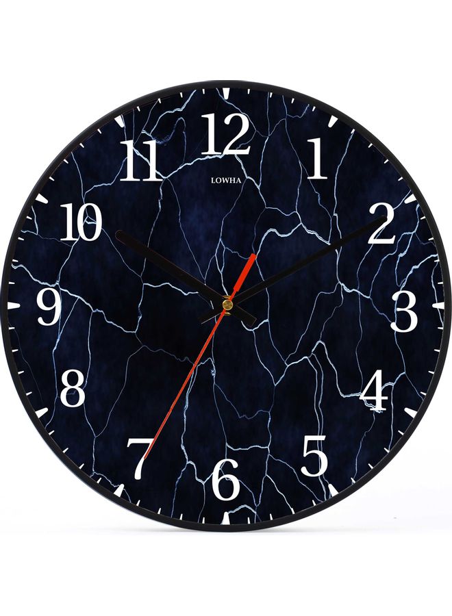 LOWHA - Marble Decorative Wall Clock Battery Operated Black 30x30cm - Image 1