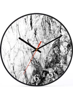 LOWHA Marble Decorative Wall Clock Battery Operated Black 30x30cm  - Image 1