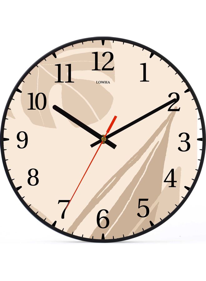 LOWHA Large Leef Decorative Wall Clock Battery Operated Black 30x30cm  - Image 1