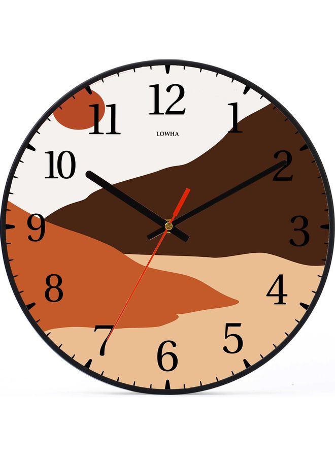 LOWHA Landscape Decorative Wall Clock Battery Operated Black 30x30cm  - Image 1