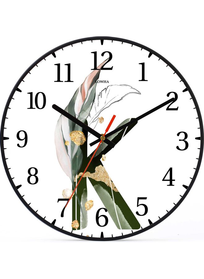 لوحة ساعة حائط بطبعة على شكل الحرف الأبجدي K أسود 30x30سم - Image 1