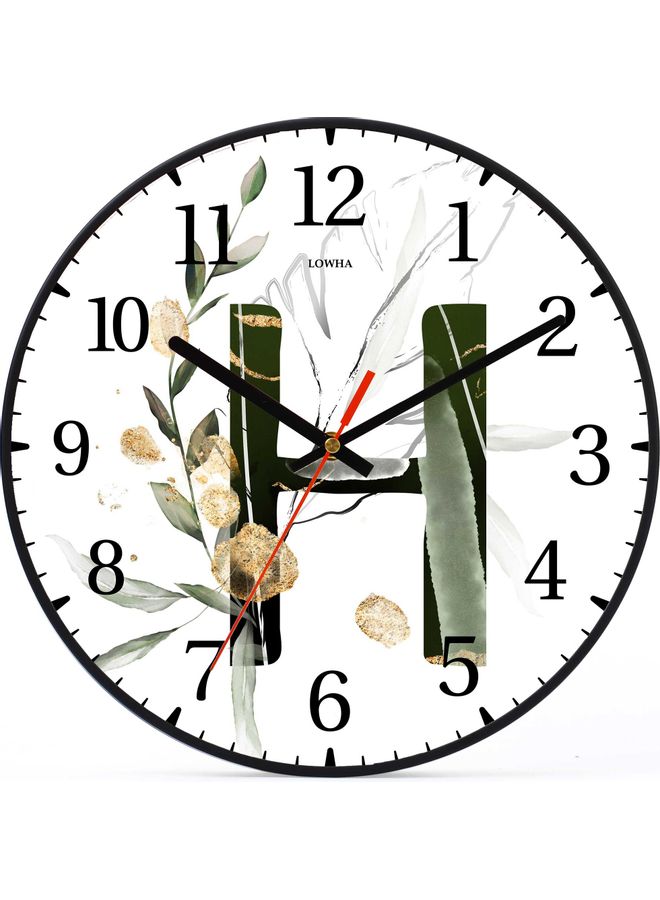 LOWHA - H Letter Wall Clock Black 30x30cm - Image 1