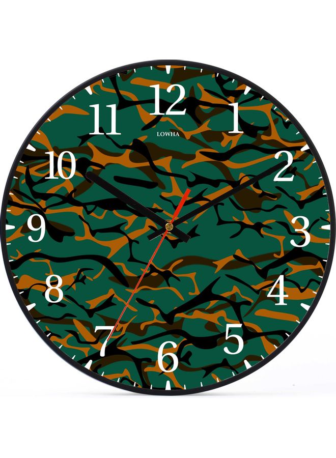 LOWHA - Camouflage  Decorative Battery Operated Wall Clock Black 30x30cm - Image 1