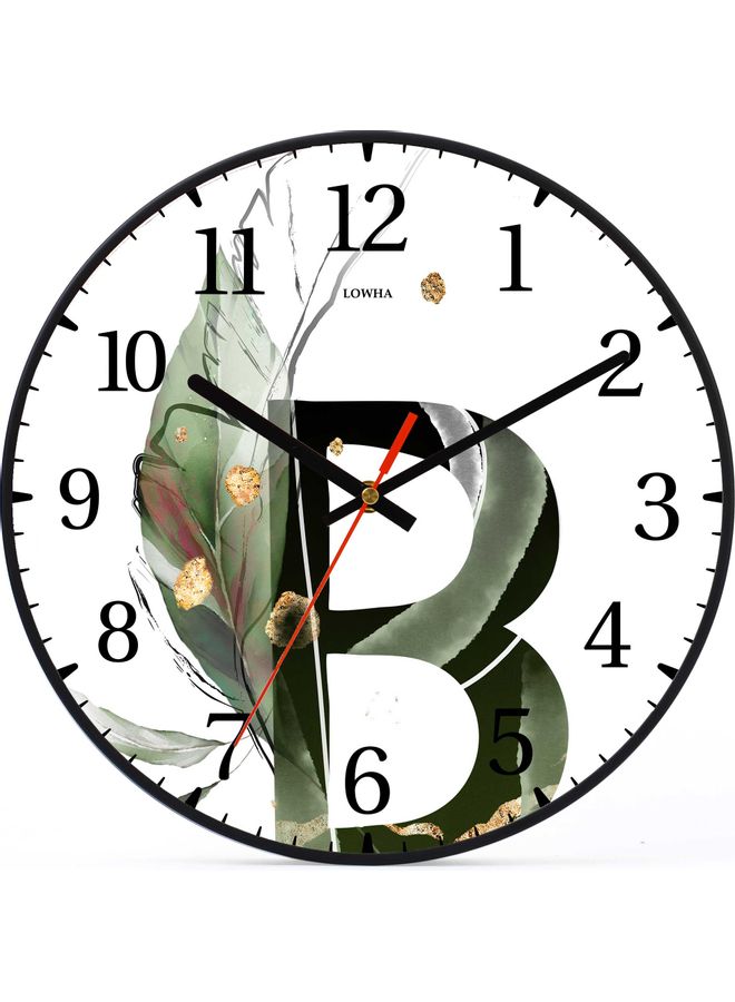 LOWHA B Letter Decorative Battery Operated Wall Clock Black  - Image 1