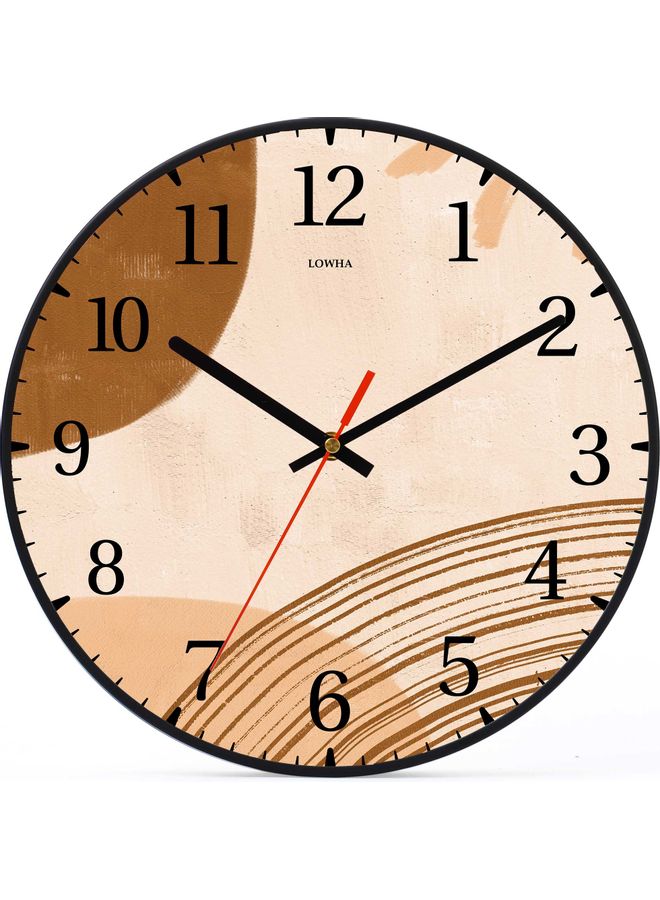 LOWHA - Abstract Lines Decorative Battery Operated Wall Clock Black 30x30cm - Image 1