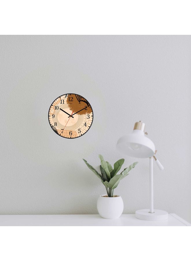 LOWHA - Abstract Large Sun Decorative Battery Operated Wall Clock Black 30x30cm - Image 1