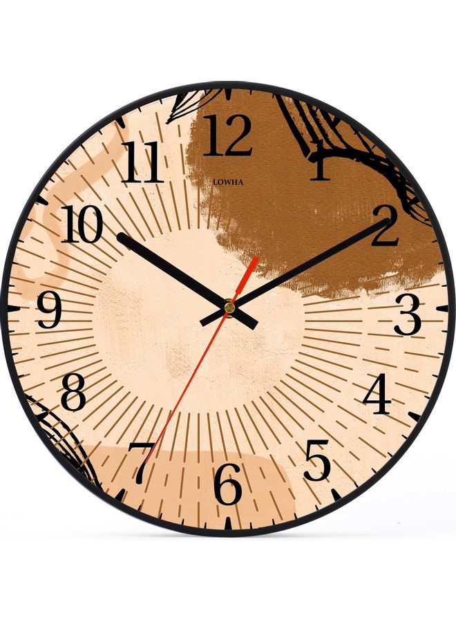 LOWHA - Abstract Large Sun Decorative Battery Operated Wall Clock Black 30x30cm - Image 1