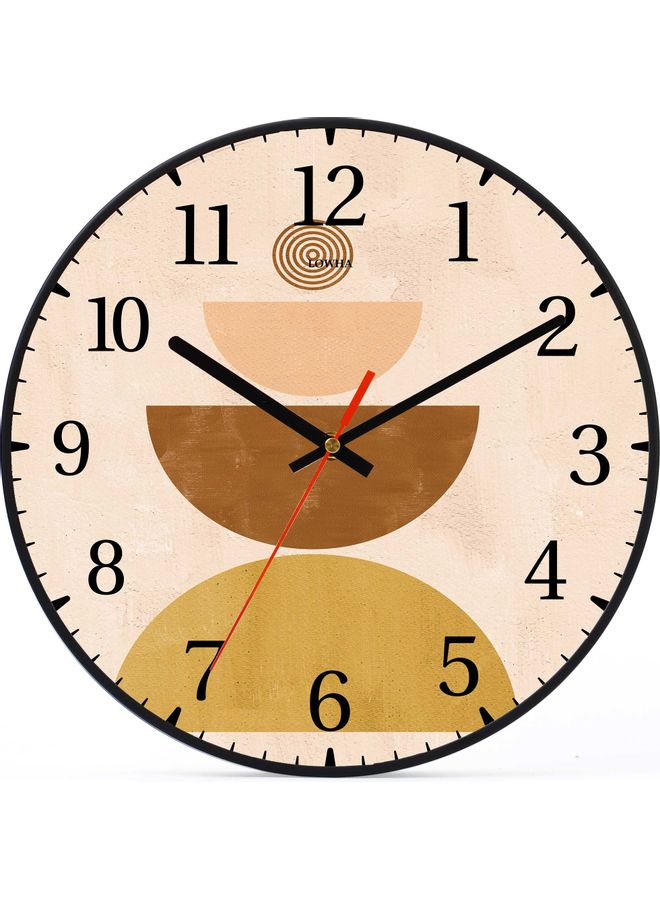 لوحة ساعة حائط للديكور بطبعة أربعة أشكال تجريدية وتعمل ببطارية أسود 30x30سم - Image 1